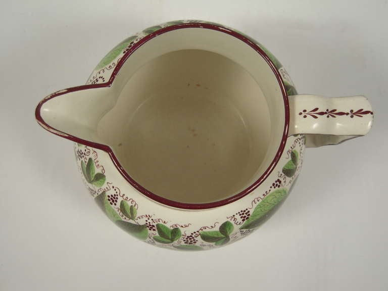 Large Staffordshire Hand Painted Grape Vine Pitcher 2