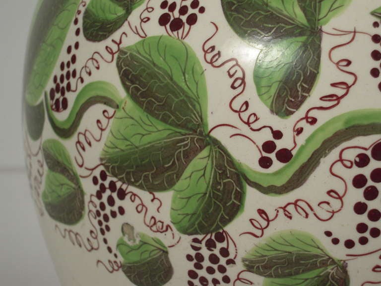 Regency Large Staffordshire Hand Painted Grape Vine Pitcher