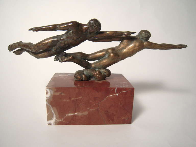 A rare, and possibly unique, Art Deco period  bronze sculpture, 