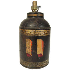 Antique 19th Century Tôle Peinte Tea Canister Lamp