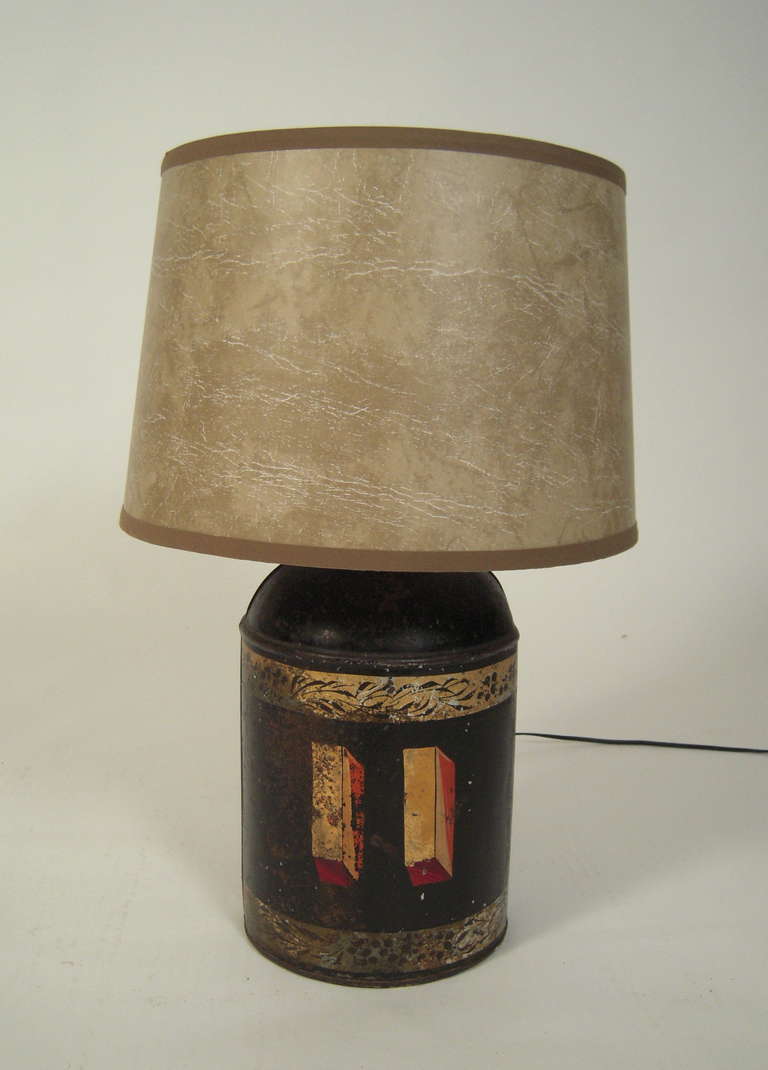 19th Century Tôle Peinte Tea Canister Lamp 2