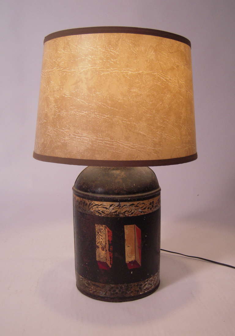 19th Century Tôle Peinte Tea Canister Lamp 3