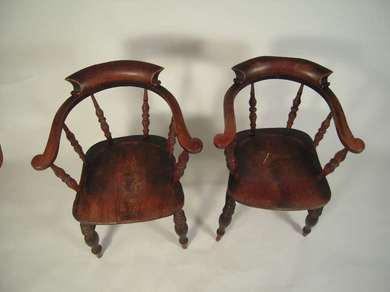 Pair of 19th Century American Windsor Captain's Chairs 2