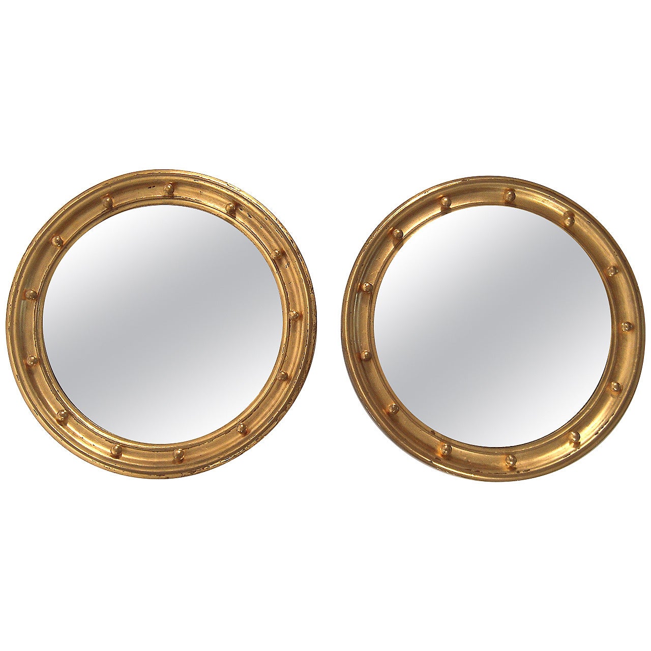 Matched Pair of Regency Style Gitwood Convex Mirrors