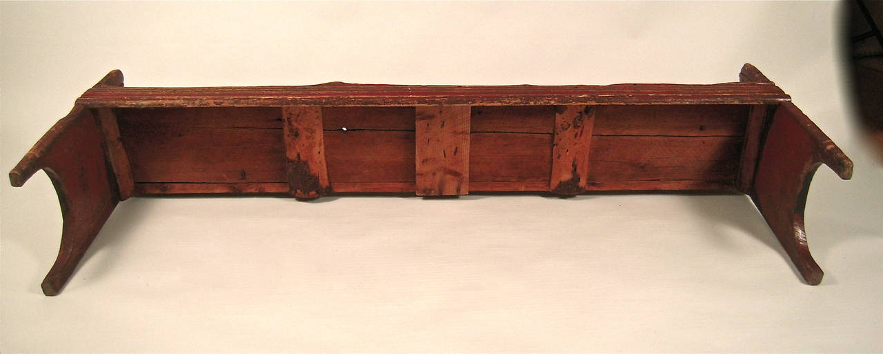 Wood American Country Small Red Painted Bench