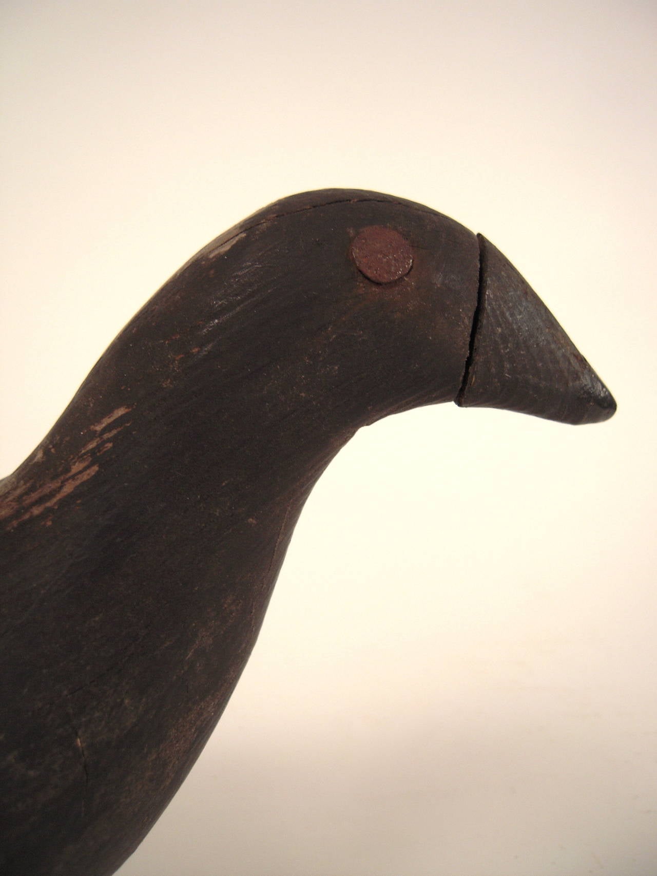American A Folk Art Wood Carved Sculpture of a Crow