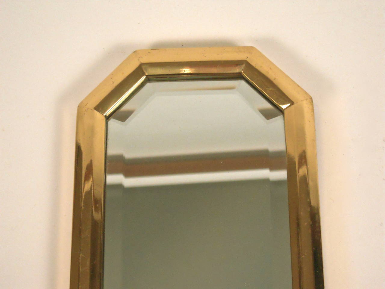 Modern Pair of 1970s Brass and Mirror Wall Sconces