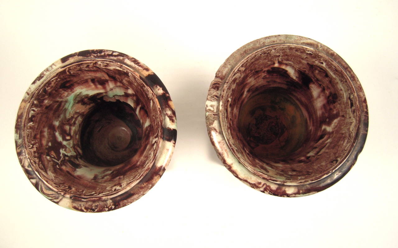 Pair of 18th Century French Agate Earthenware Urns 2