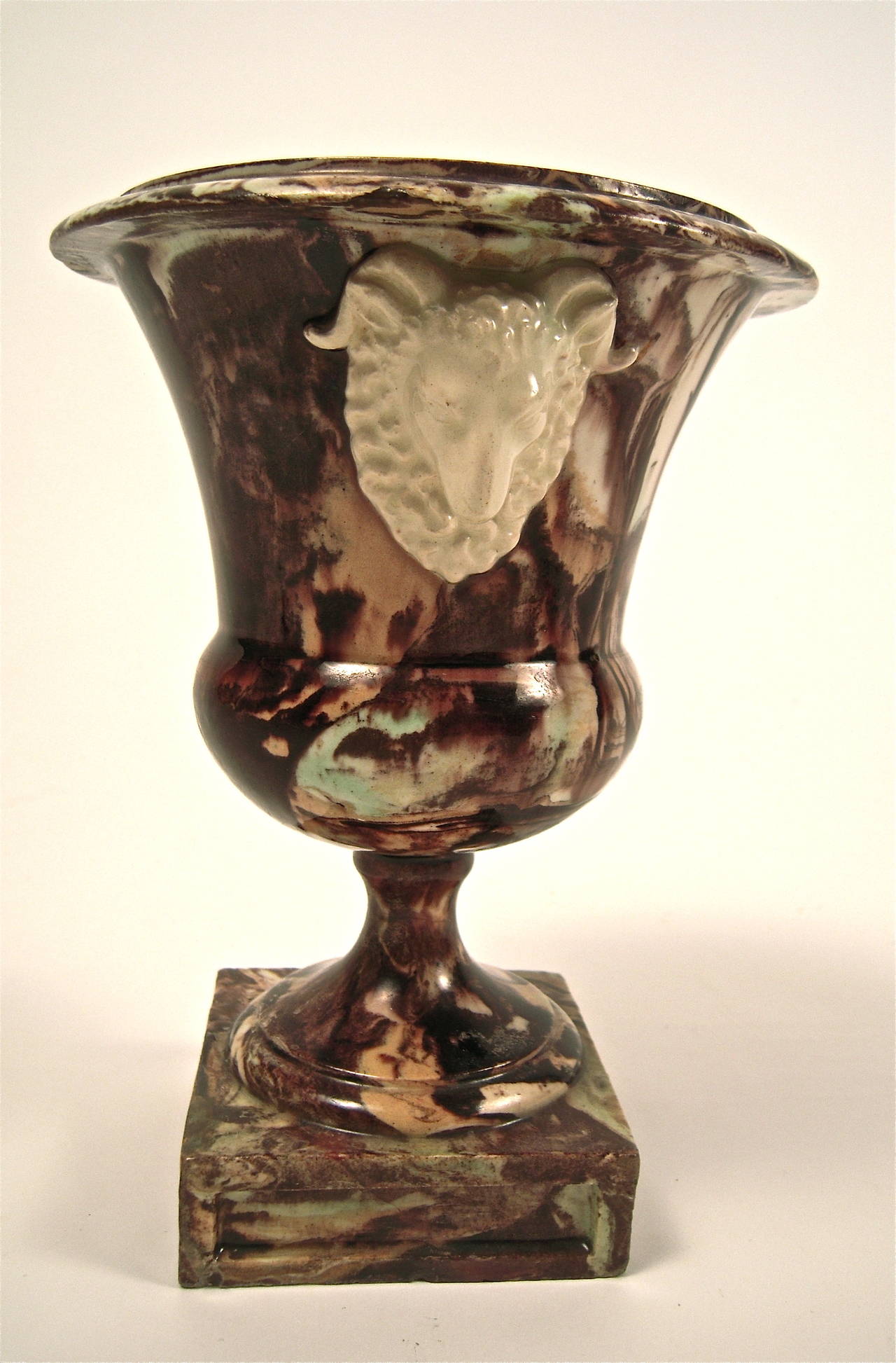Late 18th Century Pair of 18th Century French Agate Earthenware Urns