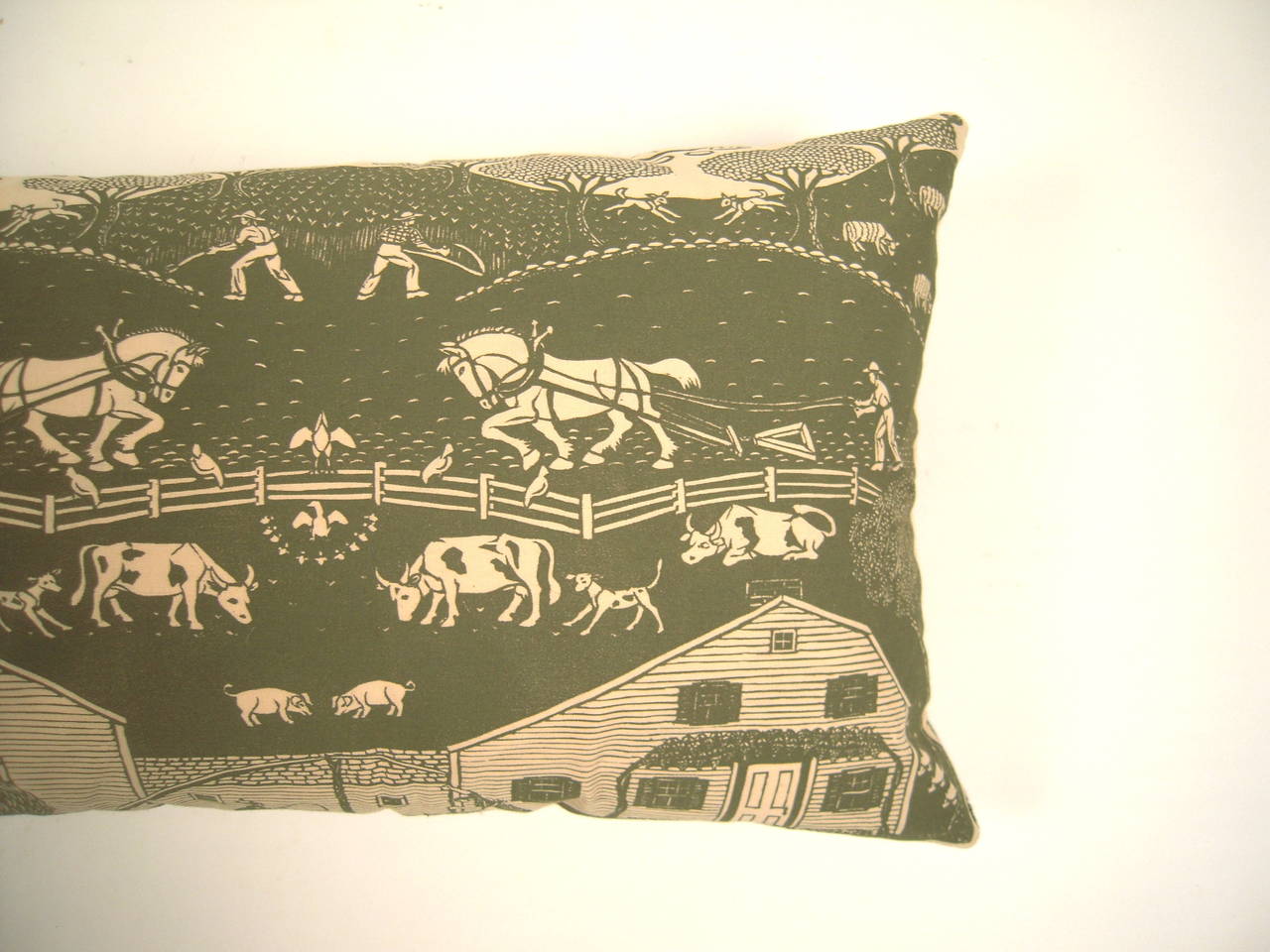 Hand-Crafted New England Farm Hand Block Printed Pillow