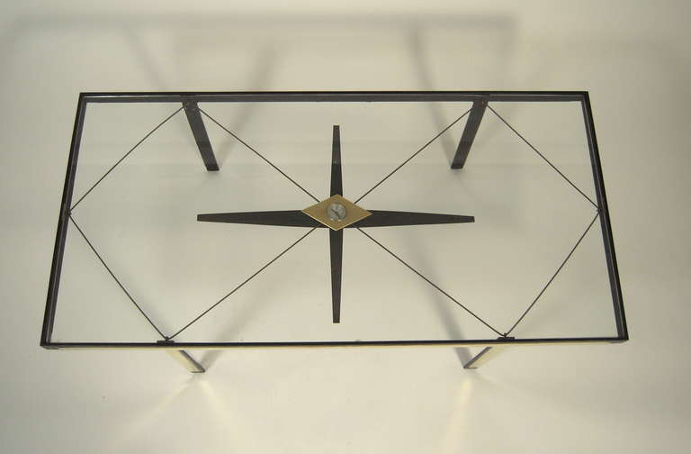 American Stylish Mid-century Modern Cocktail Table with Compass