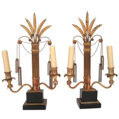 Antique Pair of Hollywood Regency Art Deco Period Candelabra Lamps