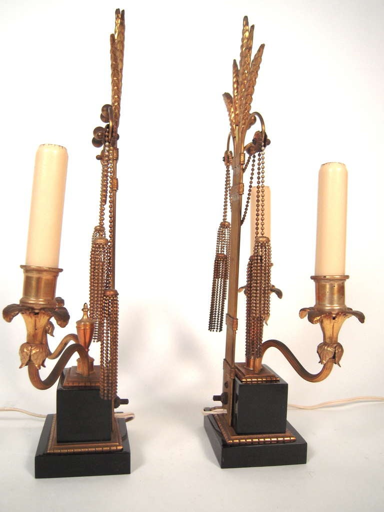 Pair of Hollywood Regency Art Deco Period Candelabra Lamps 1