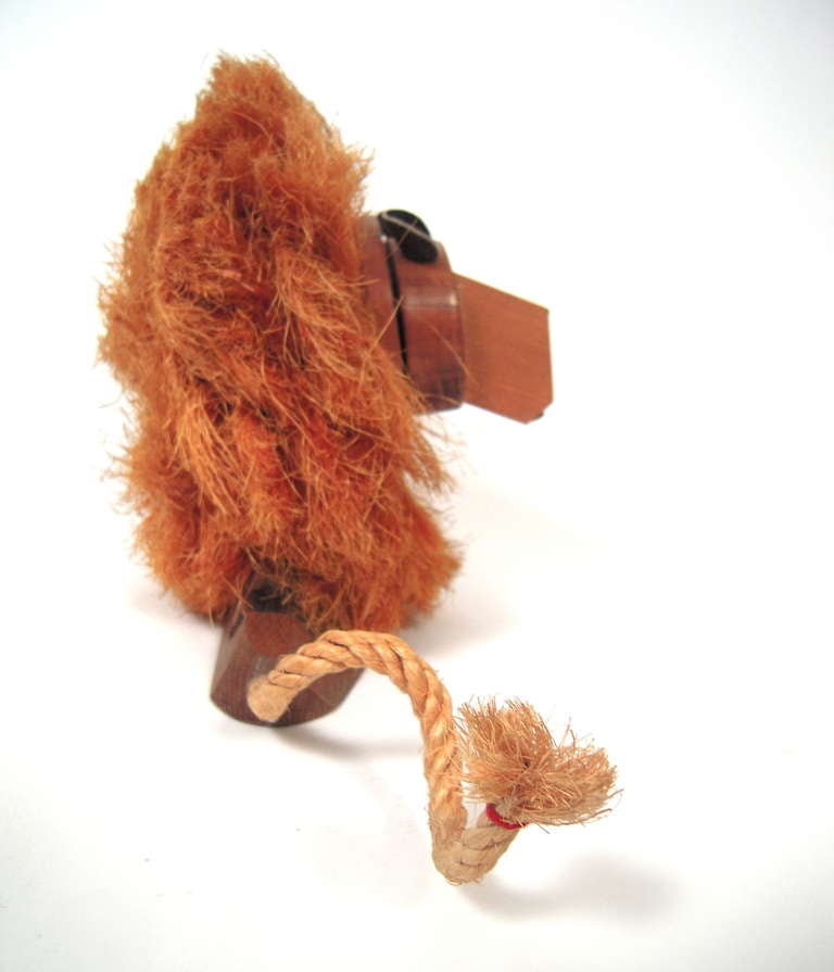 Wood Mid-Century Lion Pull Toy