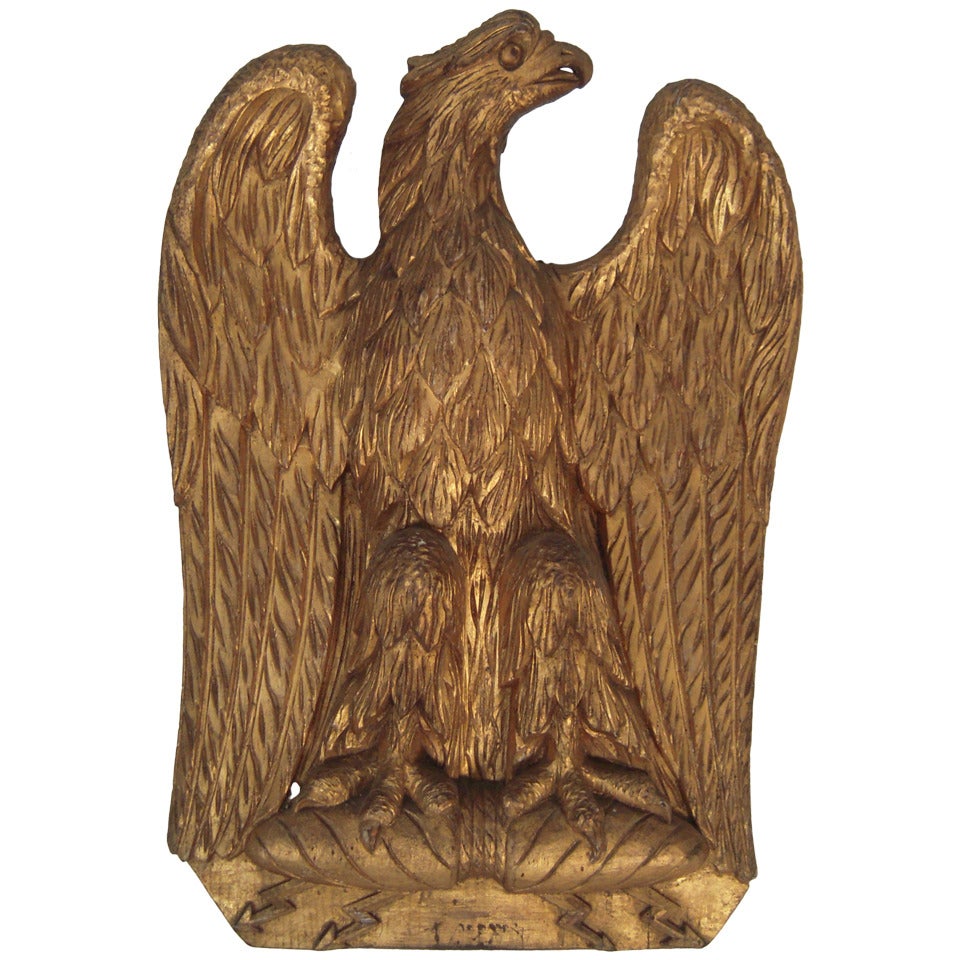 19th Century Carved and Gilt Wood American Eagle Wall Sculpture