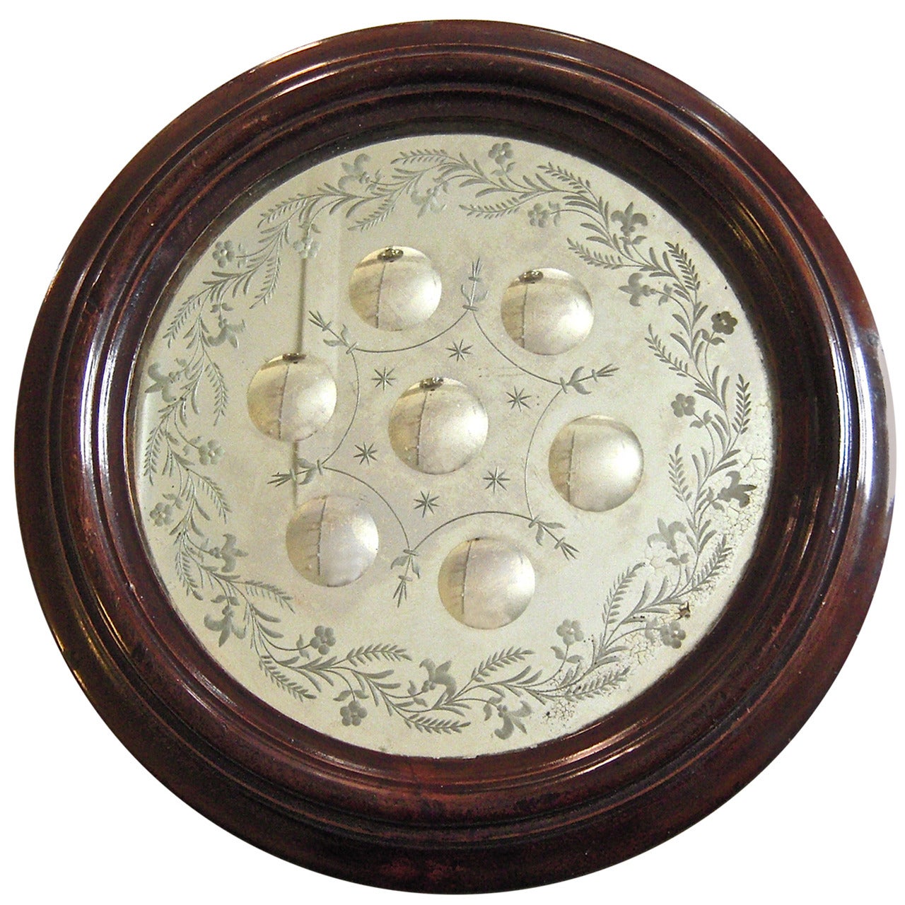 19th Century English Etched Circular Mirror