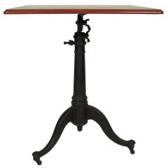 19th C Cast Iron And Wood Adjustable Drafting Or Side  Table