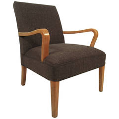 Mid-Century Modern Bentwood Upholstered Armchair