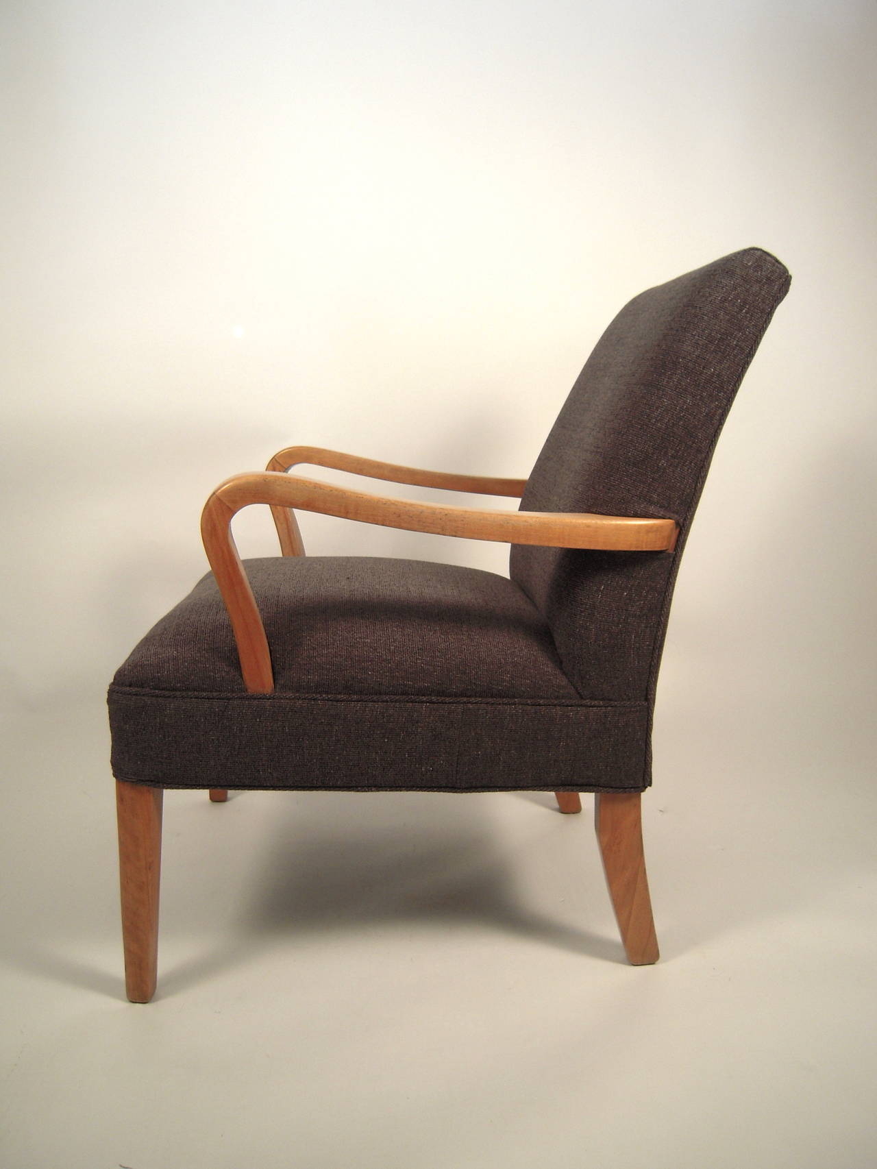 Mid-Century Modern Bentwood Upholstered Armchair In Excellent Condition In Essex, MA