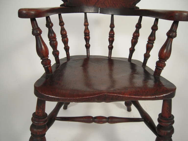 Carved English Country Captain's Windsor Chair