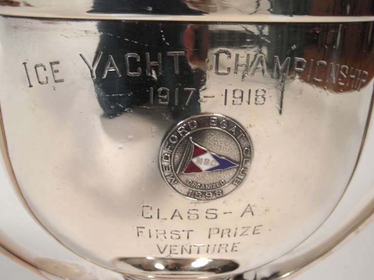 Enamel Ice Yacht Championship Trophy ca. 1918, Great Champagne Bucket