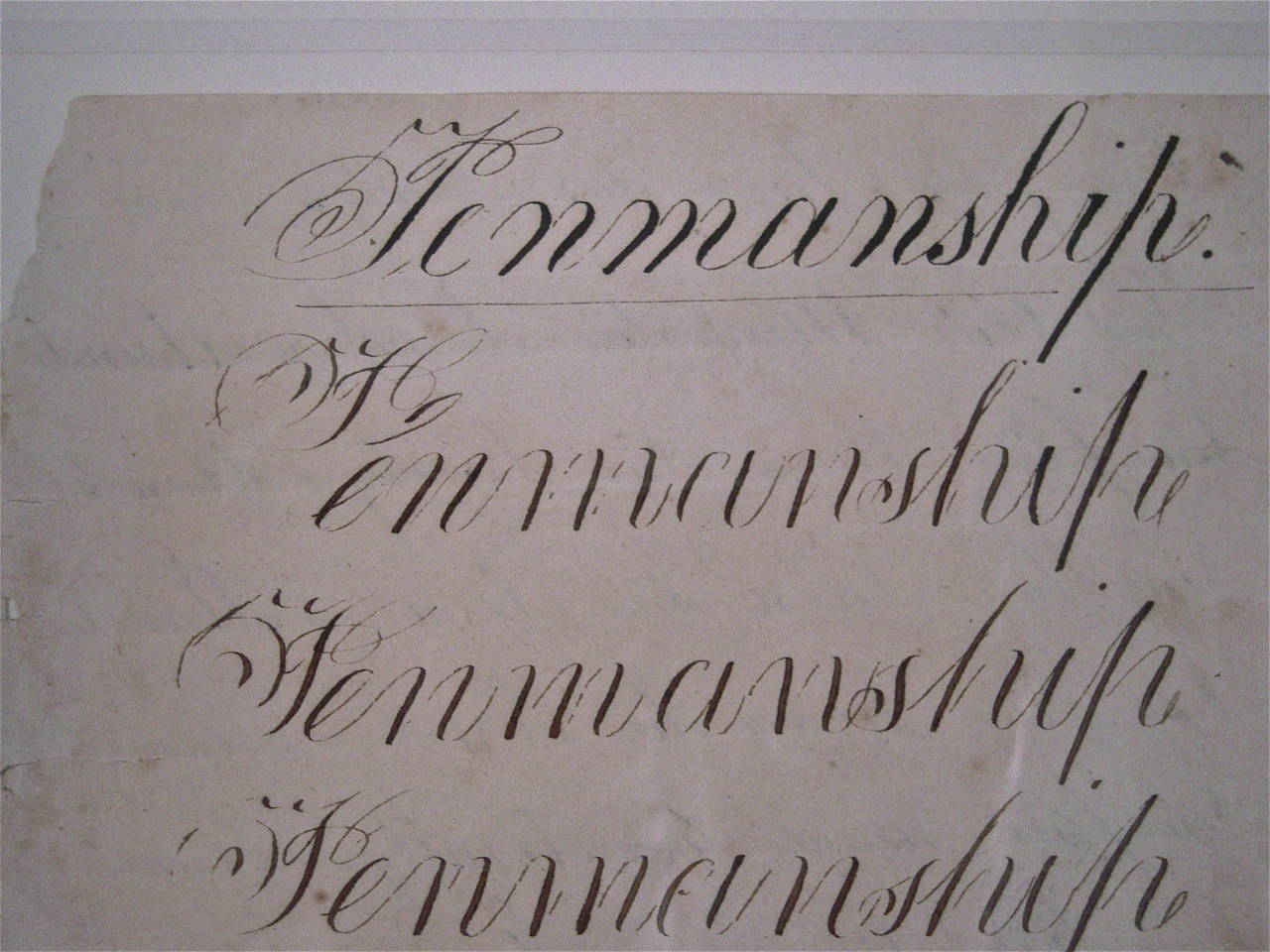 Penmanship Exercise, Framed In Excellent Condition In Essex, MA