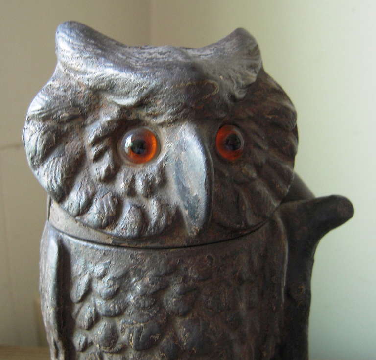 Two 19th Century Cast Iron Mechanical Owl Banks 1