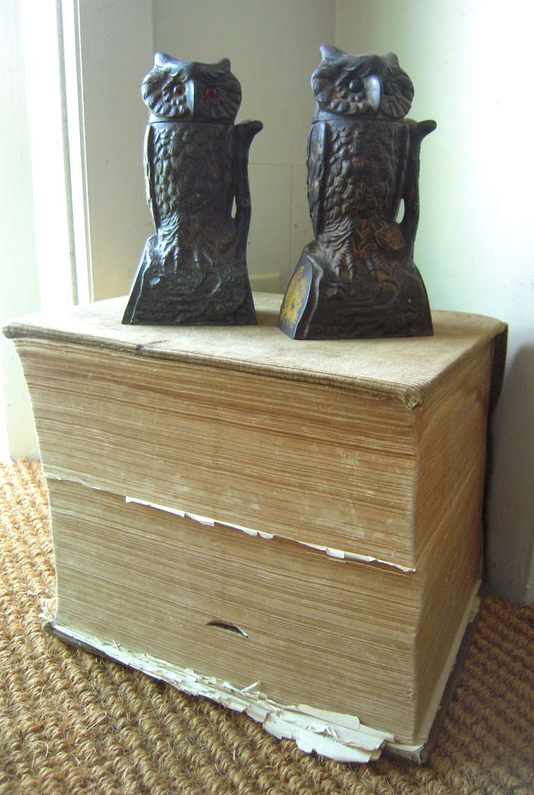 Two 19th Century Cast Iron Mechanical Owl Banks 6