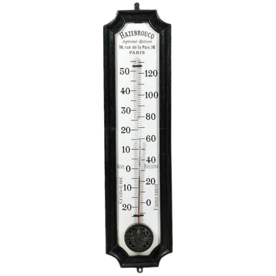 A Large French Optician's Trade Sign Thermometer, 49" Tall