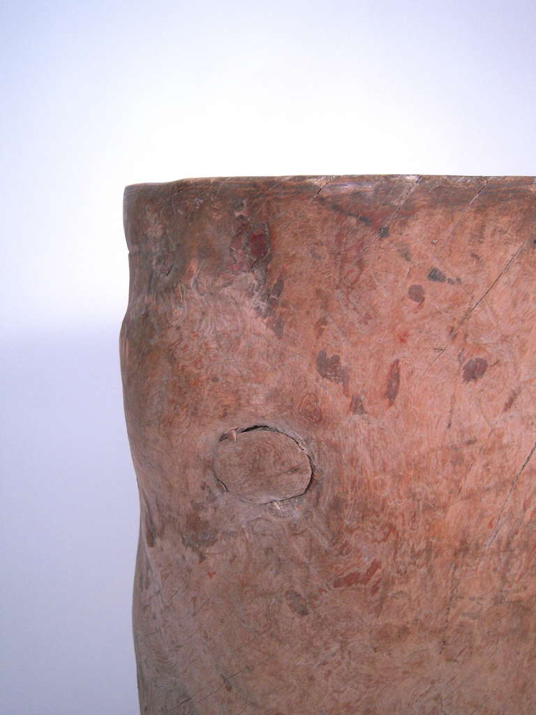 Carved Early Tree Trunk Grain Storage Barrel