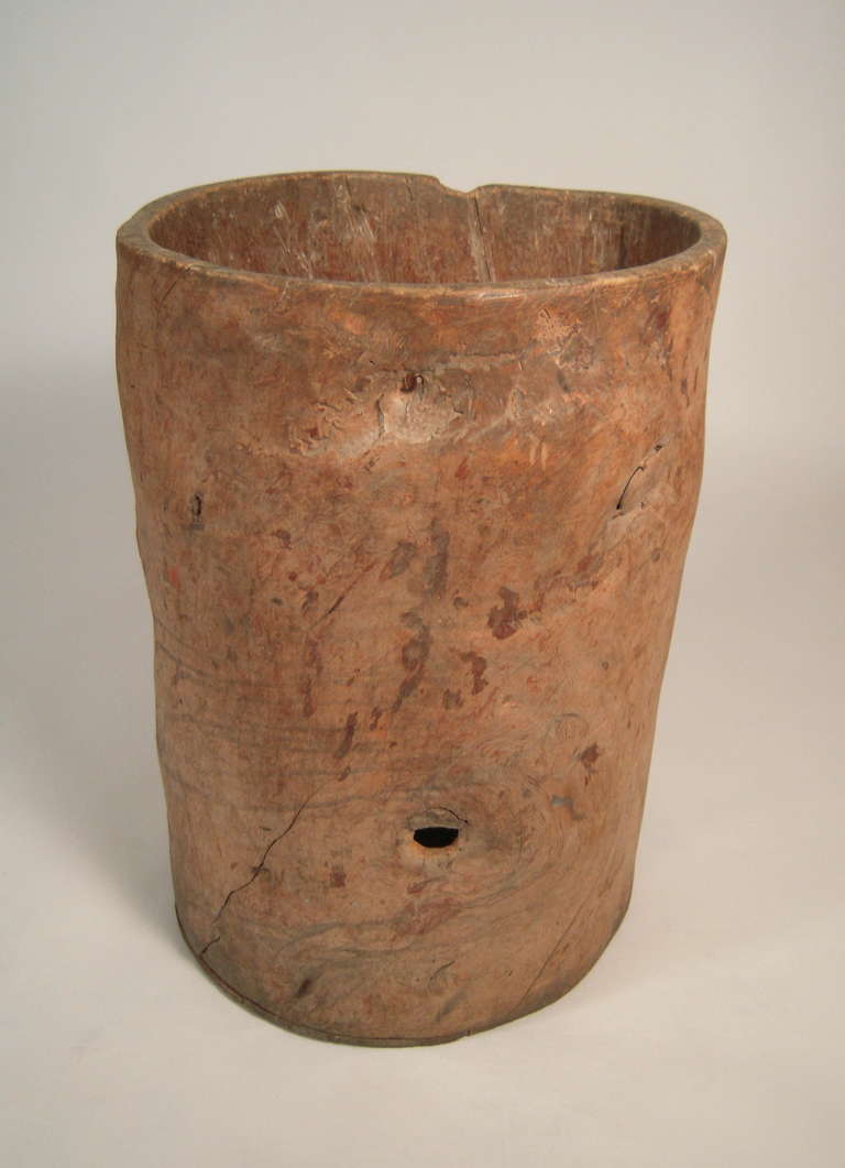 American Early Tree Trunk Grain Storage Barrel