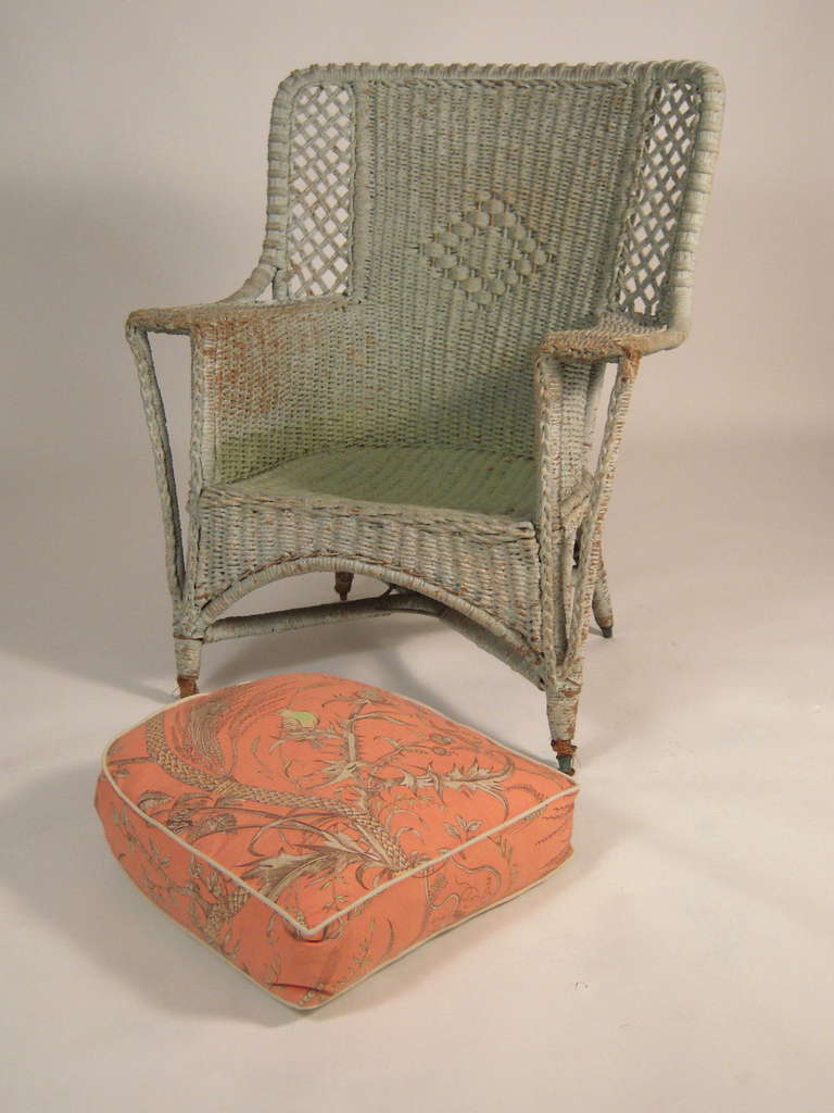 Celadon Green Painted Wicker Chair 1