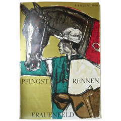Vintage Original Modernist Swiss Horse Competition Poster by Hans Falk