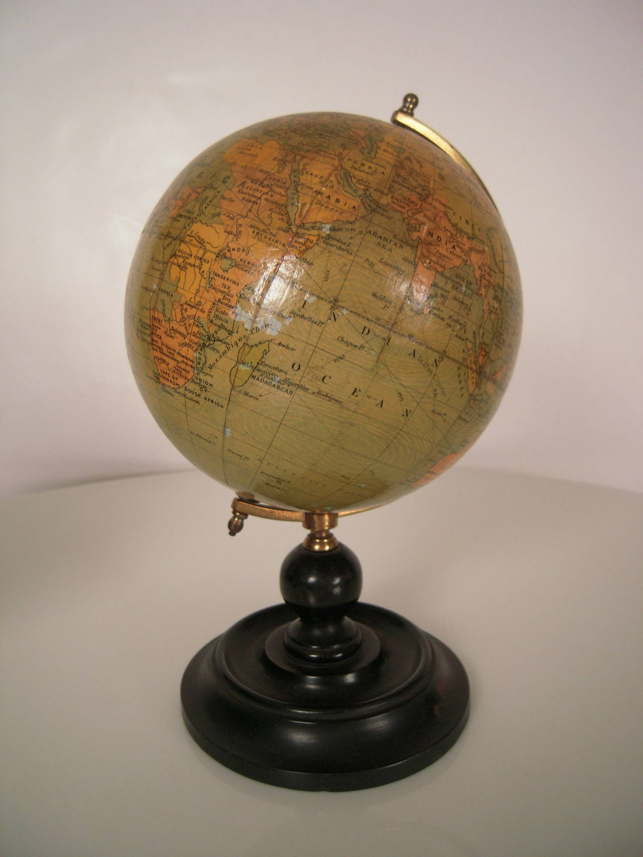 Brass Unusual Pair of Small Celestial and Terrestrial Globes