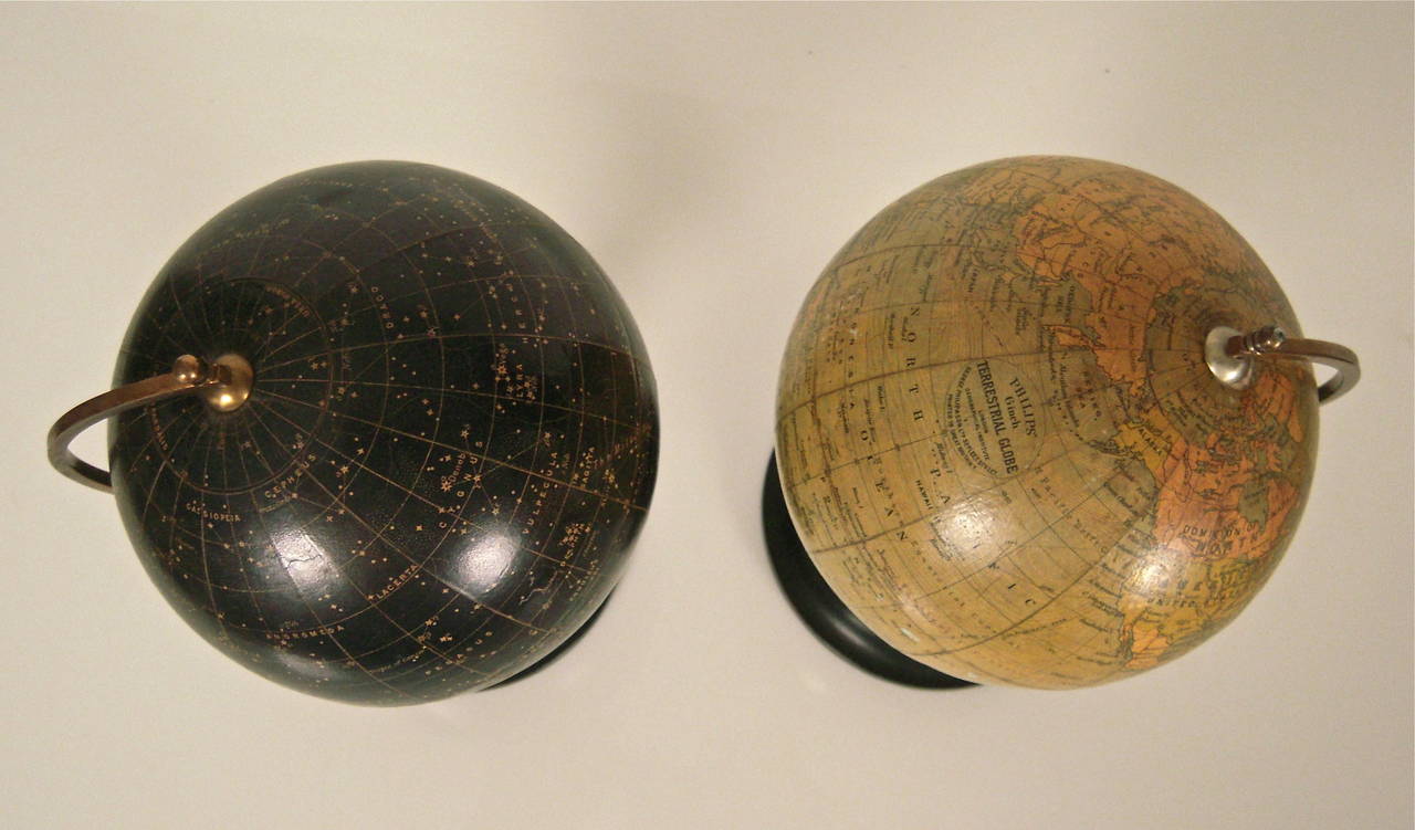 Unusual Pair of Small Celestial and Terrestrial Globes 1