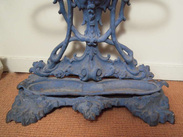 19th Century Blue Painted Cast Iron Hall Tree 2
