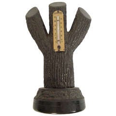 Unusual Carved Coal Tree Thermometer