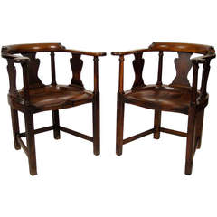 Antique Pair of Fine and Unusual English Country Tavern Chairs