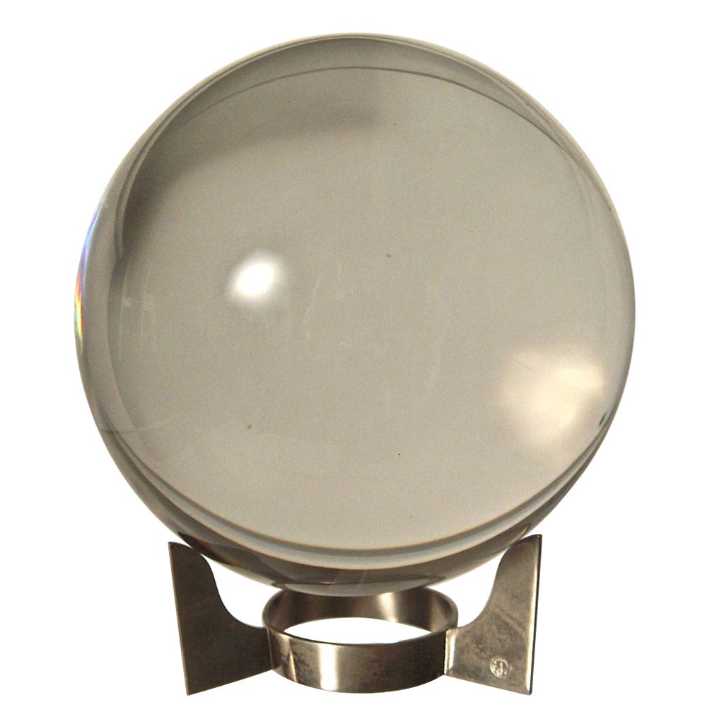 Large Baccarat Sirius Crystal Ball on Stand