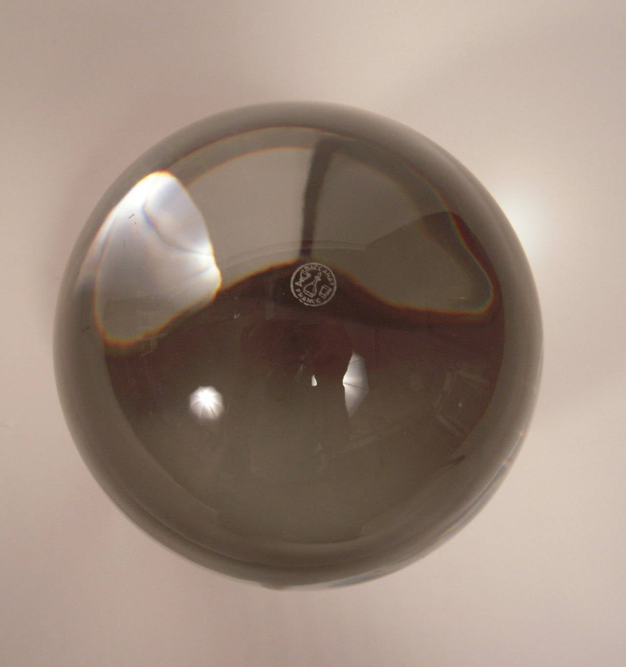 A Fine quality, large Baccarat Sirius crystal ball on original Baccarat silver plated Stand, both signed Baccarat.