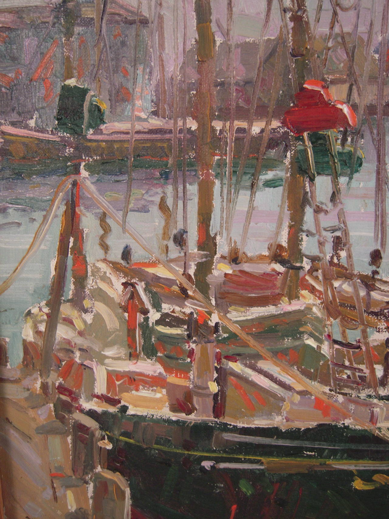 American Donald Barton Painting of Gloucester Harbor, circa 1930s