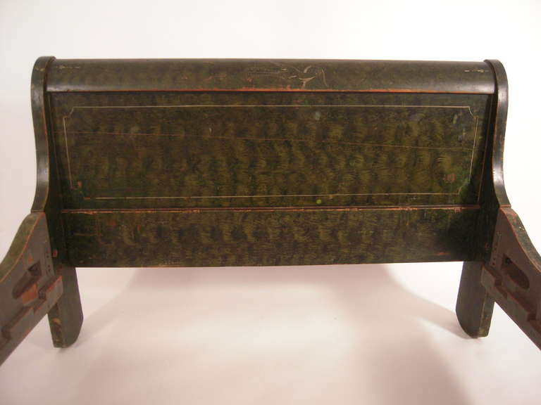 Wood American Neoclassical Green Painted Sleigh Bed, circa 1820-1840