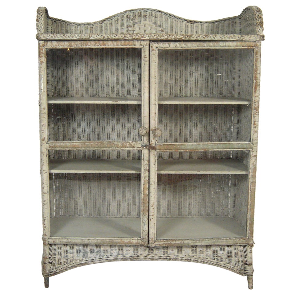 19th Century Painted Wicker Cabinet
