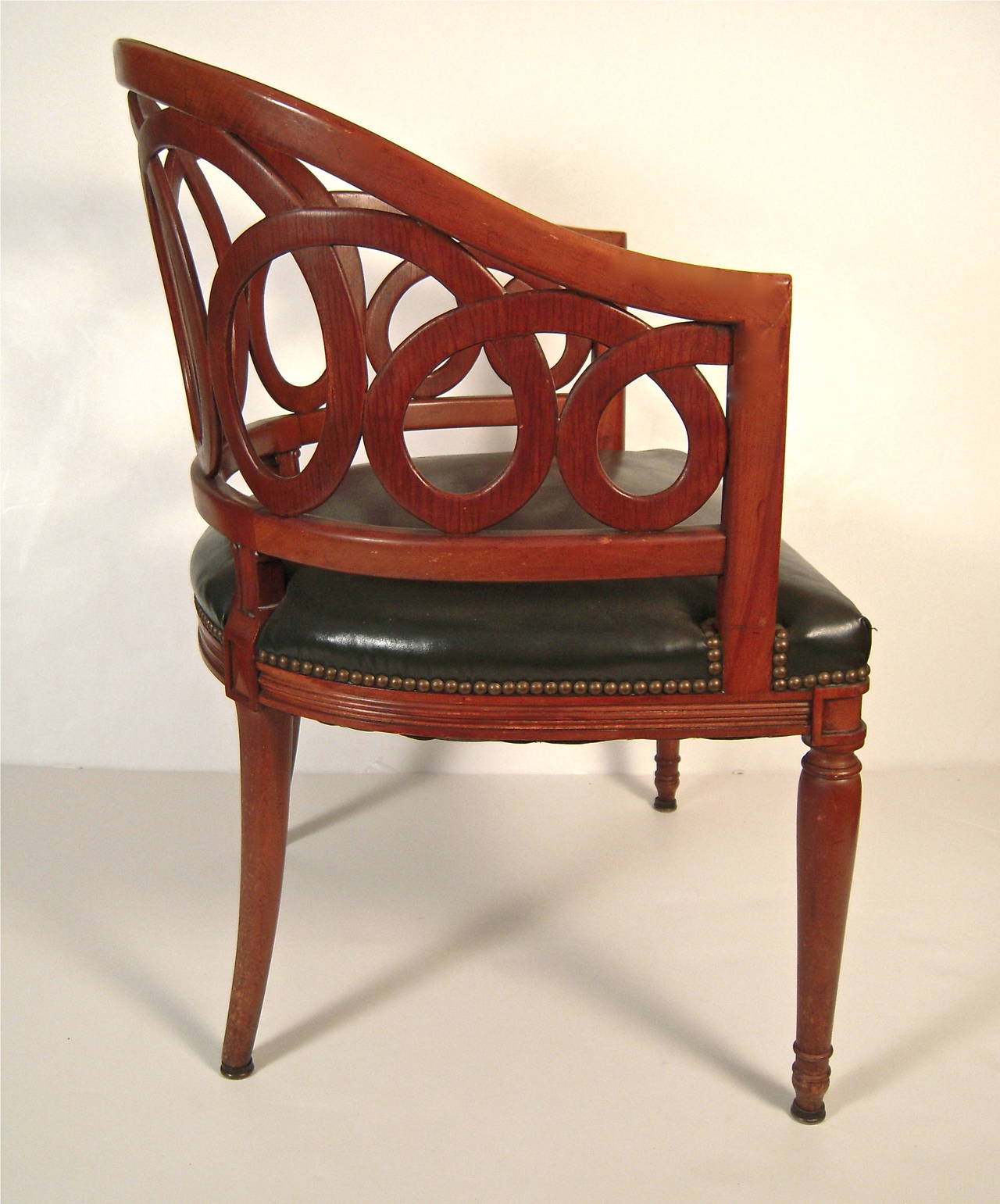 American Frances Elkins Style Graphic and Sculptural Barrel Back Armchair