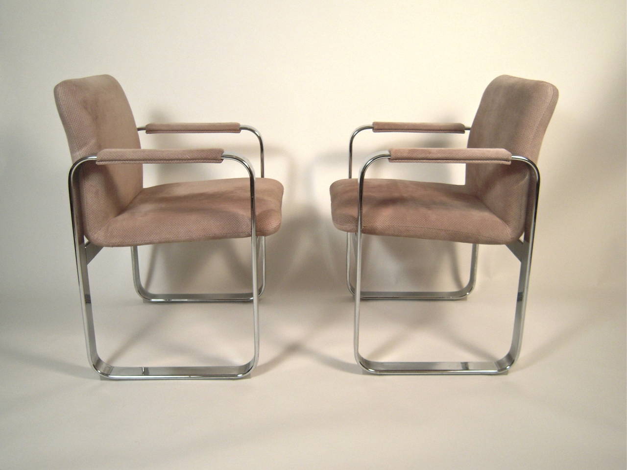Late 20th Century Set of Eight 1970s Italian Chrome and Suede Dining Chairs