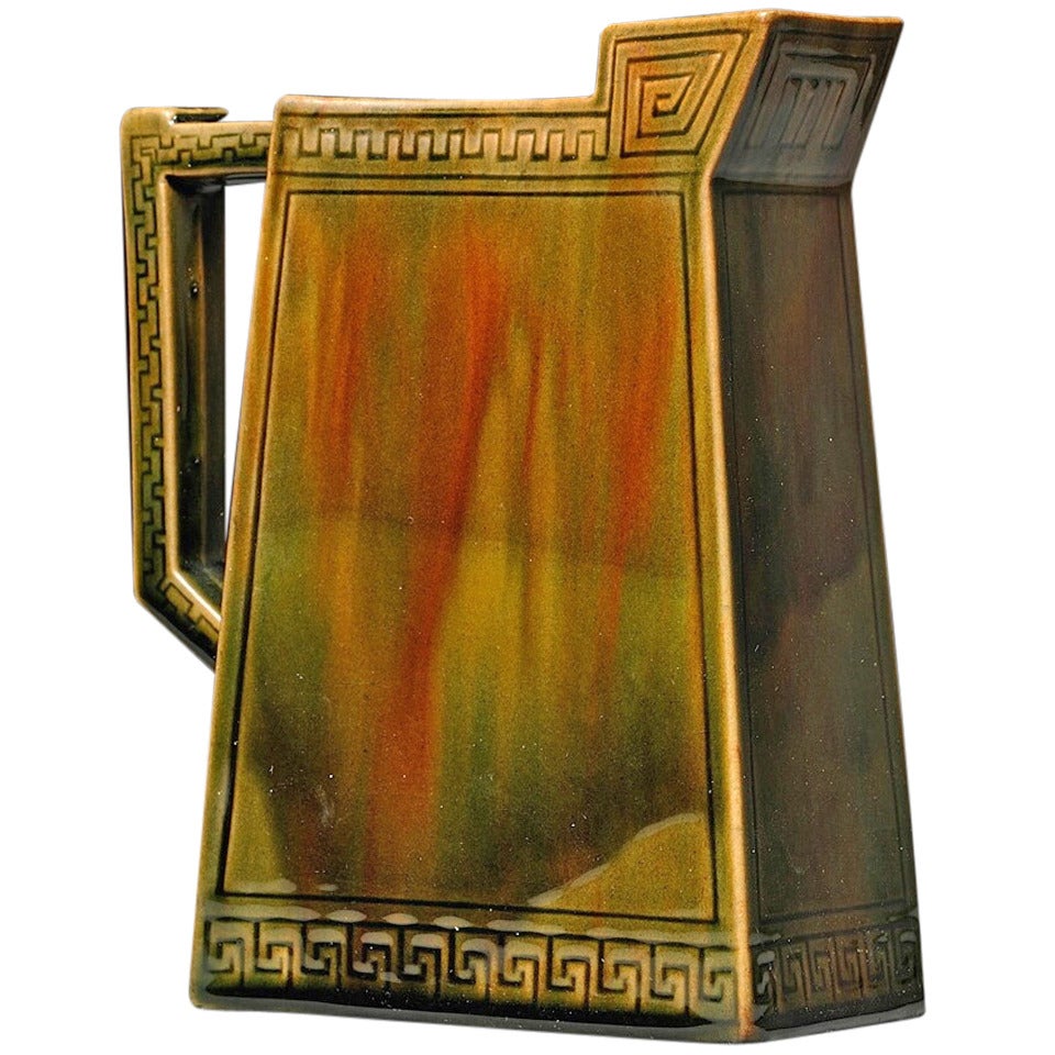 Graphic and Sculptural Art Pottery Pitcher by Chelsea Keramic