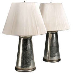 Vintage Pair of Large 1960s Mercury Glass Lamps