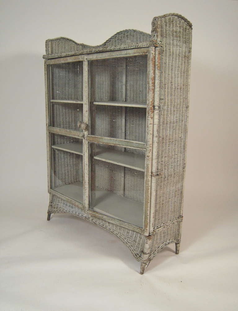 American 19th Century Painted Wicker Cabinet