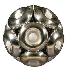 Vintage Large Sculptural Aluminum Globe Chandelier