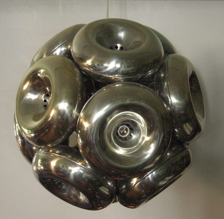 American Large Sculptural Aluminum Globe Chandelier